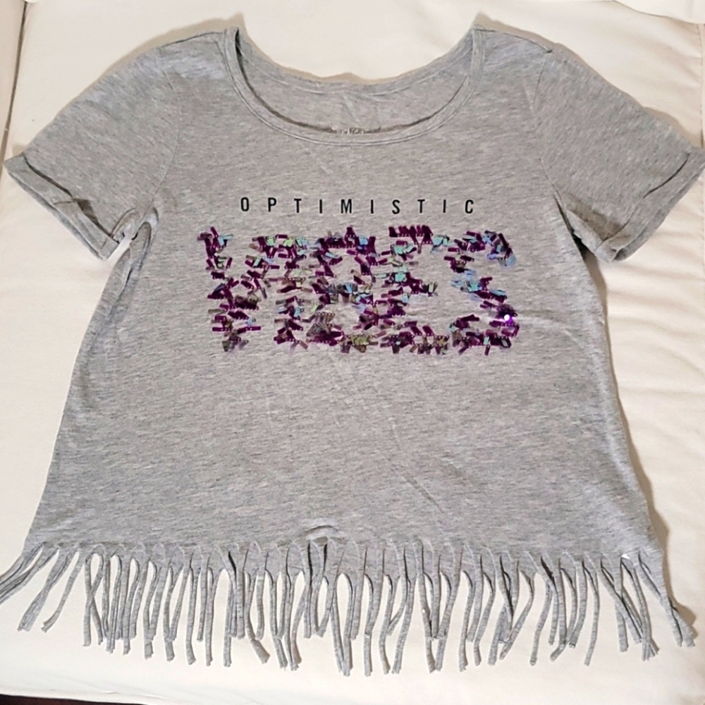 Justice Girls Sequin Tshirt "Optimistic VIBES"